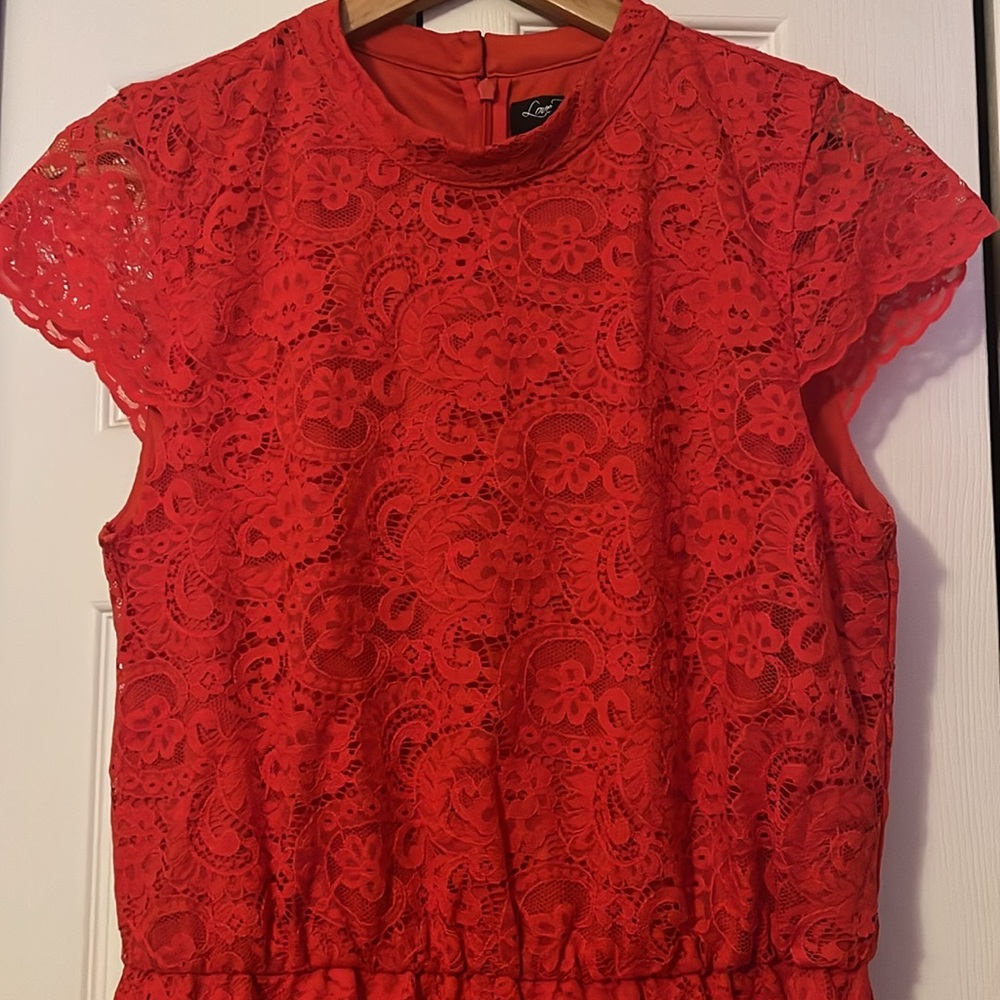 Love Reign Fire Red Lace Romper Large - Picture 2 of 5